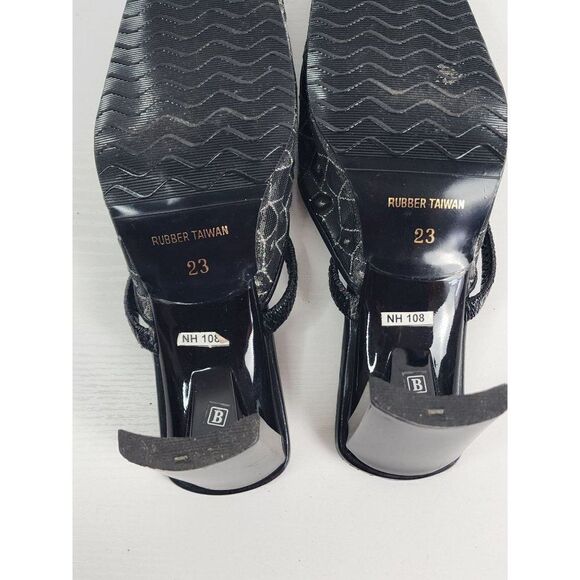 Regina Black Mesh Dress Heels Size 23 - Picture 7 of 8